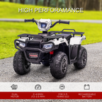 12V Electric Quad Bike for Kids with LED Headlights, Music - White
