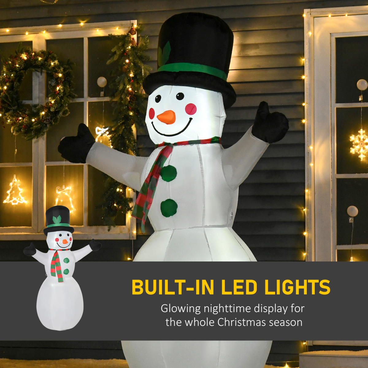 6.5ft Inflatable Snowman LED Christmas Xmas Air Blown Outdoor Garden Decor