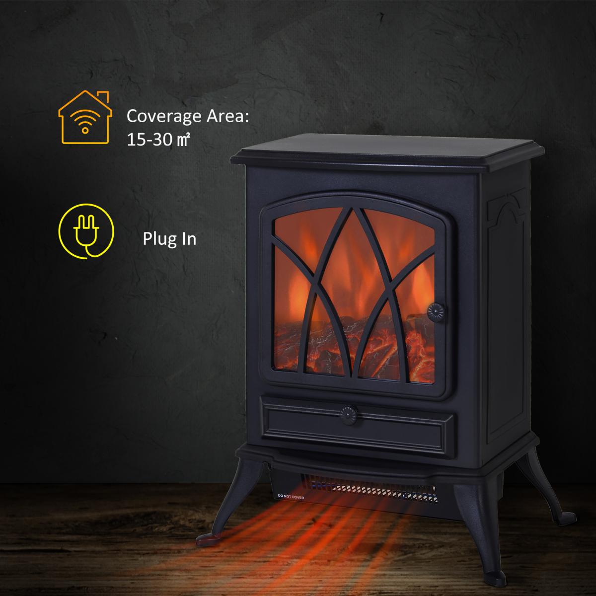 HOMCOM 1850W Freestanding Electric Fireplace – Black