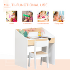 Two-Piece Kids Desk and Chair Set Children Study Table with Storage