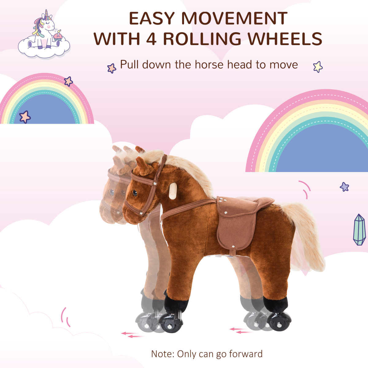 Rocking Horse Ride on Rocker Children Plush Toy Wooden Horse Sound