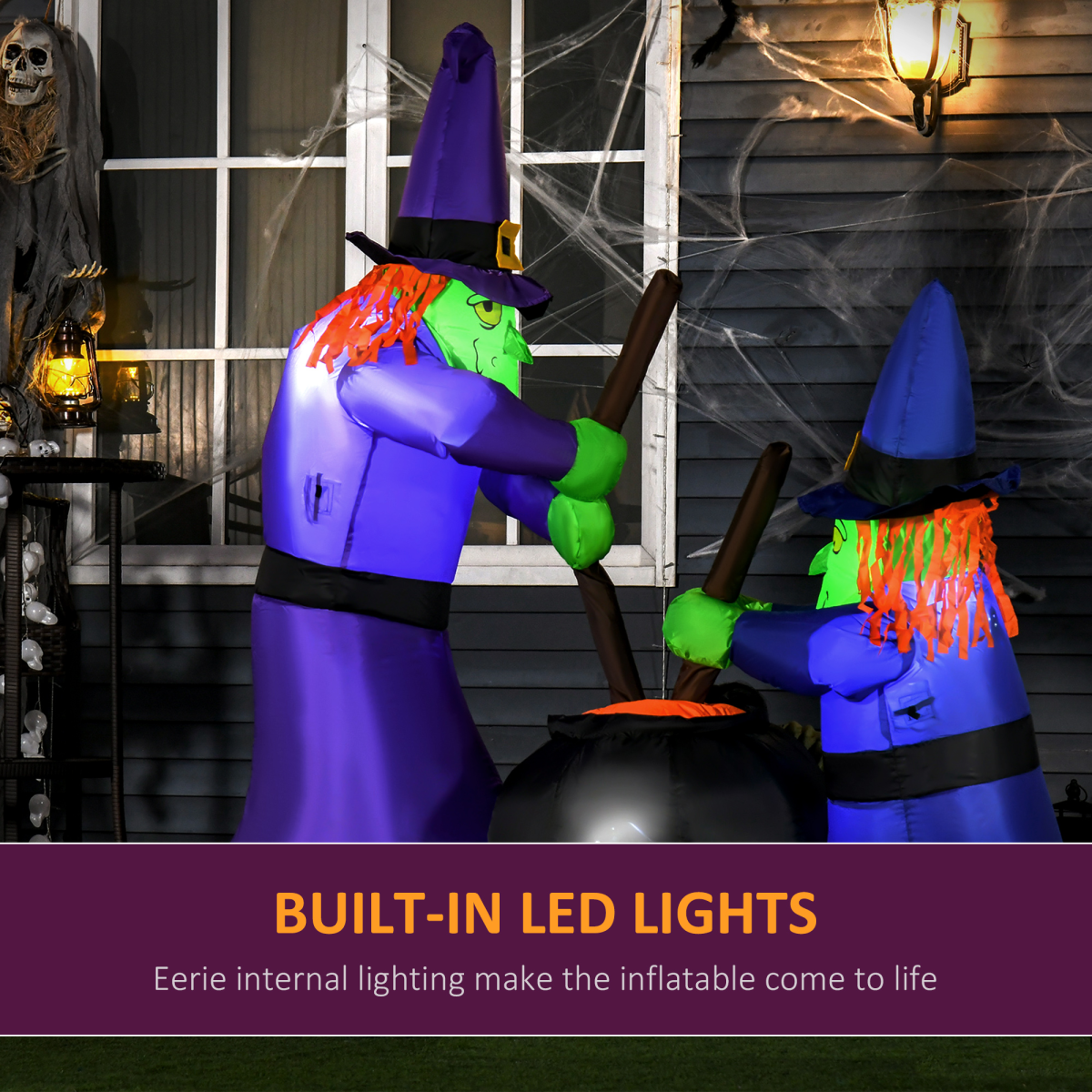 LED Inflatable Halloween Witches Around a Cauldron — 1.8m