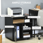 Multi-Storage Printer Unit Office Organisation with 5 Compartments Black