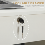 Computer Desk Writing Desk with Five Drawers for Home Office White