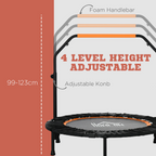 40" Foldable Mini Fitness Trampoline Rebounder Adjustable Foam Handle