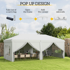 Outsunny 3 x 6m Pop Up Gazebo Height Adjustable Party Tent w/ Storage Bag Black