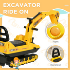Ride On Excavator Toy Tractors Digger Movable Walker Construction Truck