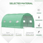 4x3x2m Tunnel Greenhouse Walk-In Hot House Roll Up Door & 6 Windows-Green