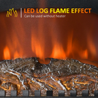 Electric Fireplace LED Fire Flame Effect, Double Door, 1000W/2000W, Black