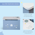 Kids Wooden Toy Box Children Storage Chest Organiser Side Handle Blue