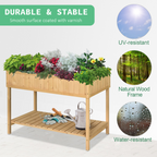 Fir Wood Raised Rectangular 8 Compartment Plant Stand Oak Tone