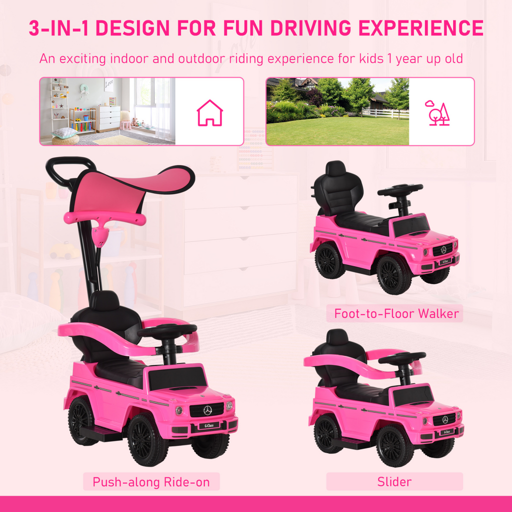 Benz G350 Ride-on Sliding Car Floor Slider Stroller Kids Vehicle, Pink