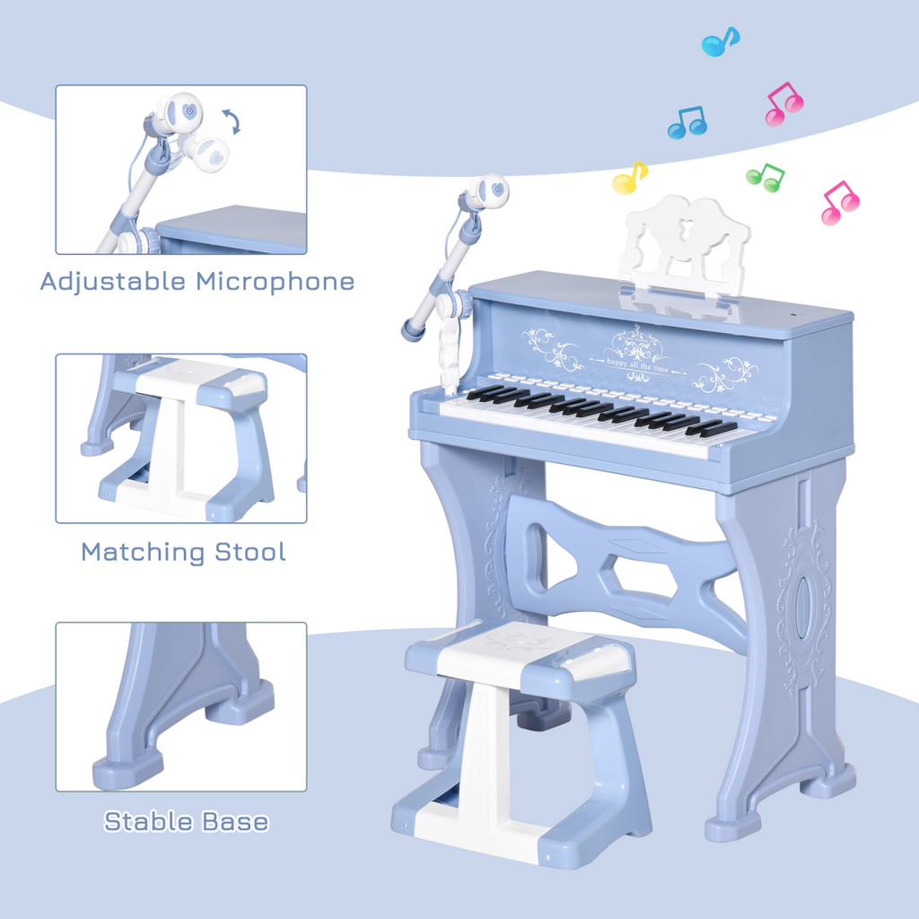 HOMCOM 37 Key Keyboard Battery Piano Kids Microphone Stool Educational Game