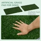PawHut Dog Toilet with 2 Packs Artificial Grass Pads, 67 x 41cm, Green
