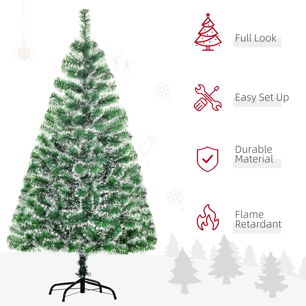 5ft Indoor Christmas Tree Artificial Deco Xmas Gift Metal Stand 416 Tips