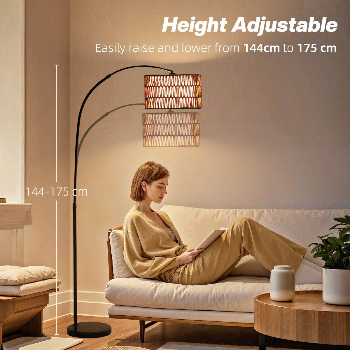 Floor Lamp for Living Room, Standing Lamp with Foot Switch, Black