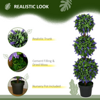 Set of 2 Potted Artificial Plants Ball Tree with Lavender Flowers, 110cm