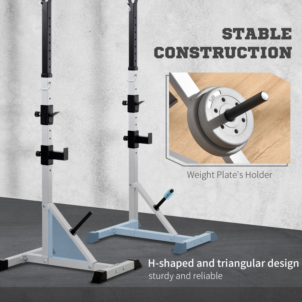 Adjust Pair of Barbell Squat Racks Stand Weight Lifting Bench Press Gym HOMCOM