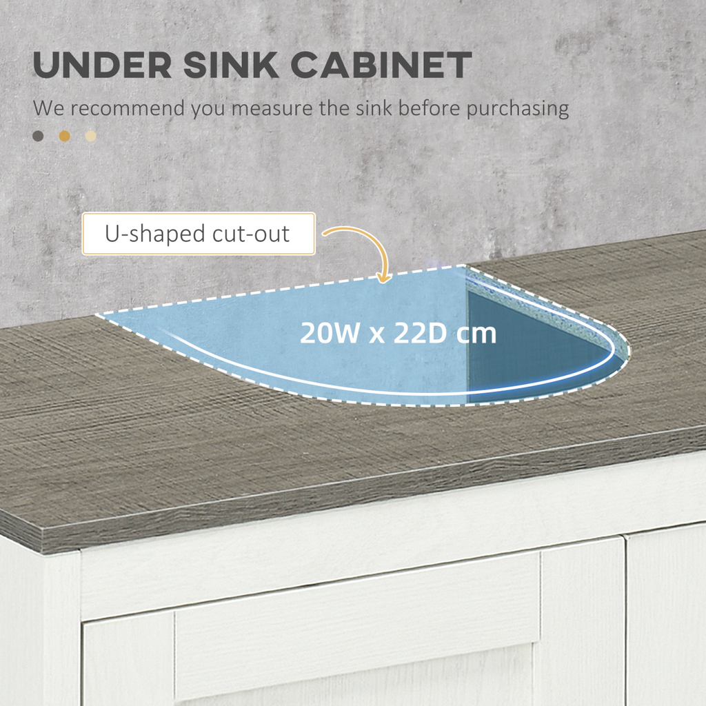 Freestanding Bathroom Under Sink Cabinet w/ Doors Adjustable Shelf, White
