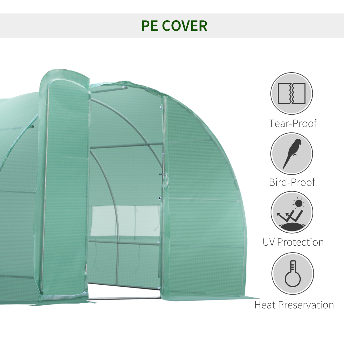 6 x 3M Reinforced Walk-in Polytunnel Garden Greenhouse Steel Frame