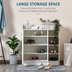 Shoe Storage Cabinet Home 2 Doors with Adjustable 4 Shelves White