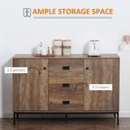 Industrial Sideboard, Storage Cabinet, Accent Cupboard Distressed Brown
