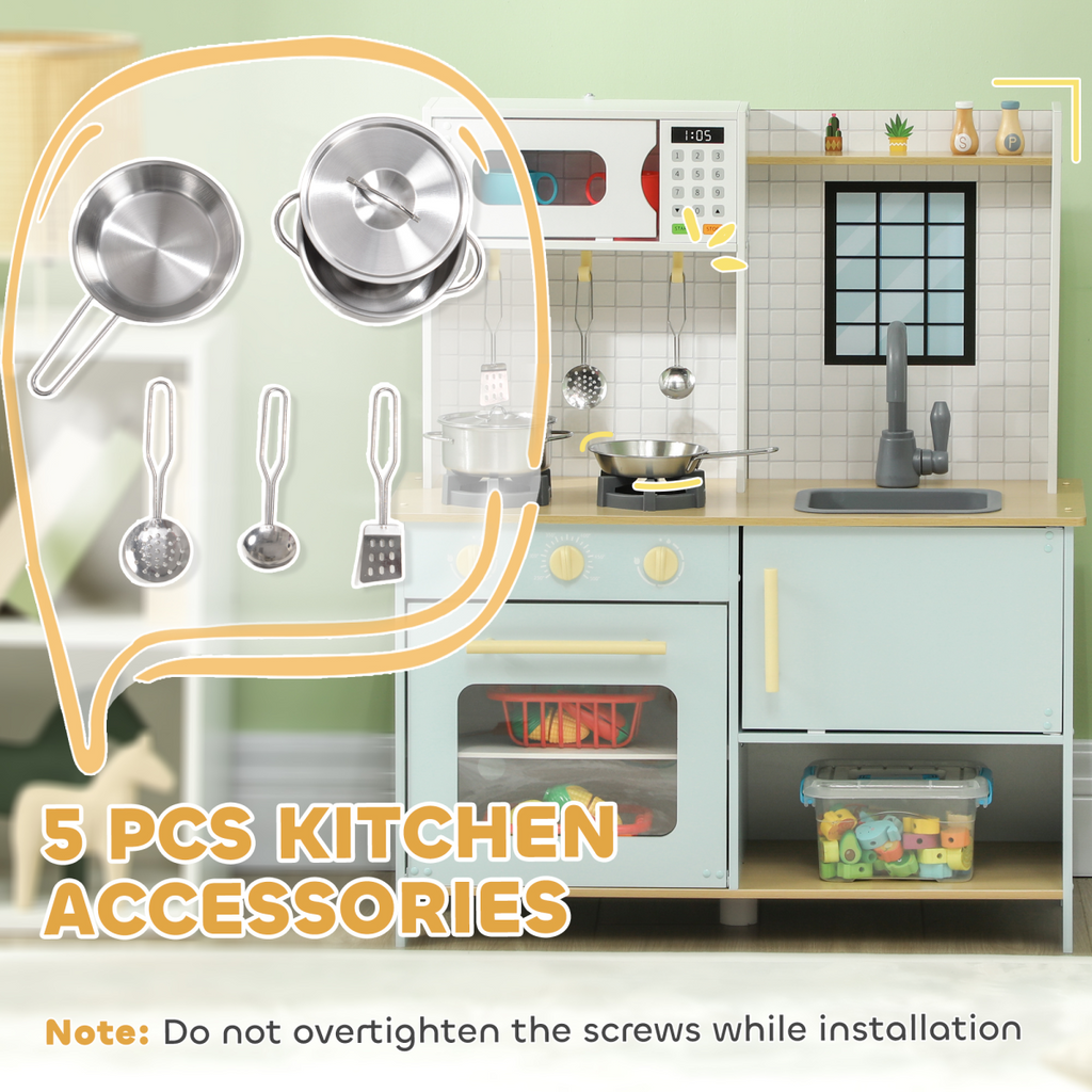 AIYAPLAY Play Kitchen, Kids Kitchen Playset with Light & Sound Stove
