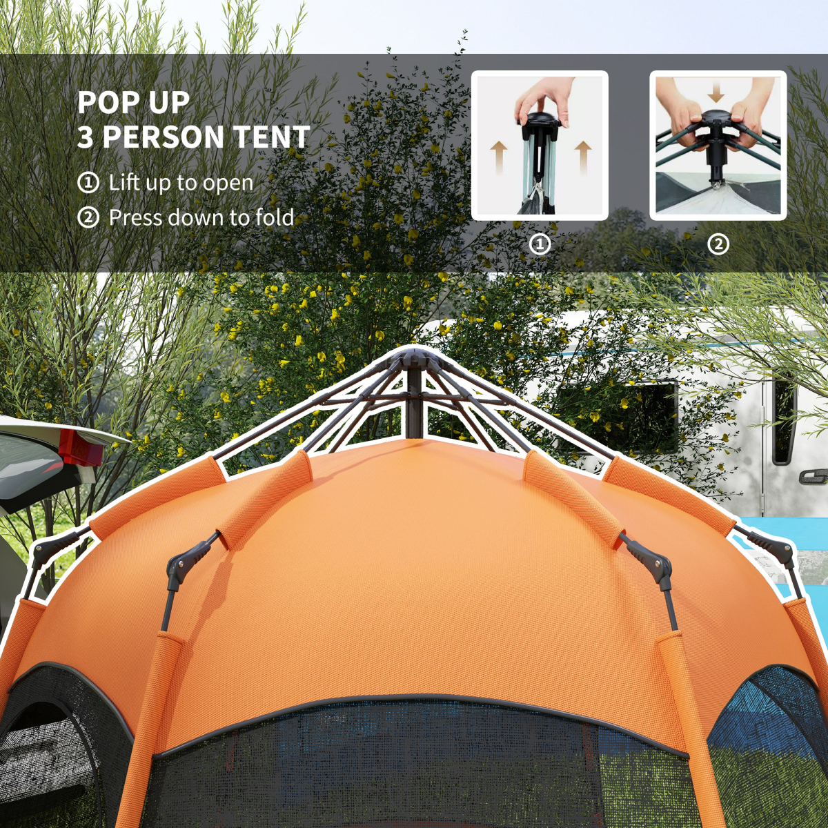 4 Person Pop Up Tent Camping Festival Hiking Shelter Family Portable Outsunny