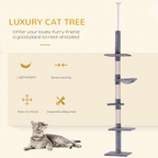 Cat Tree Scratching 5-Tier Kitty Tower  Floor to Ceiling  Adjustable Pawhut