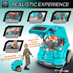 Kids Truck Engine Toy Set Horn Light Car Key Age 3-5 Years, Teal Green