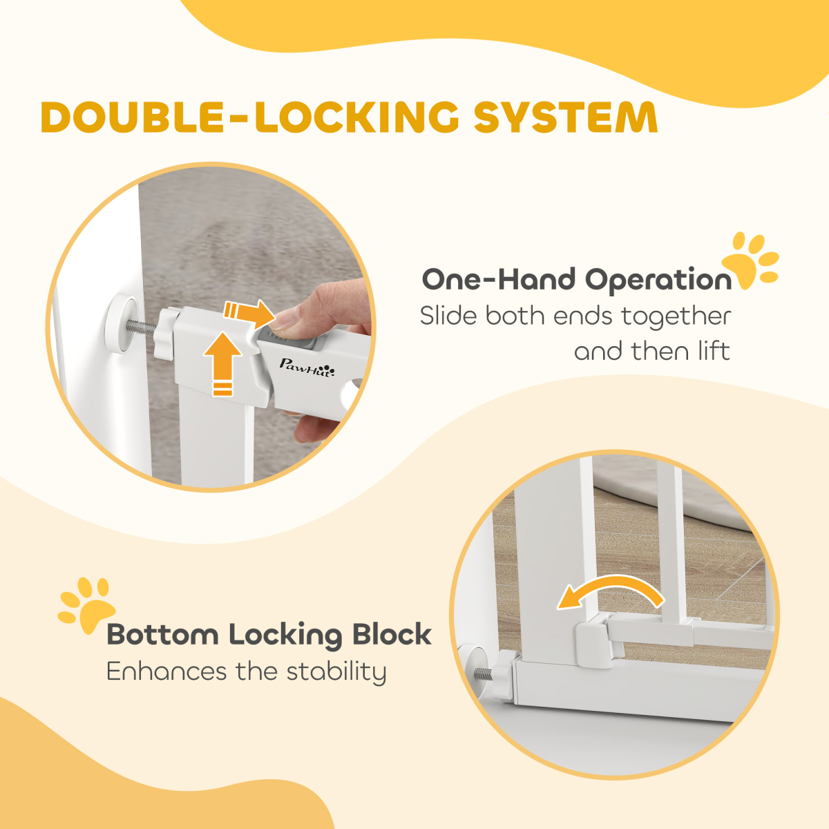 75-103 cm Pet Safety Gate Pressure Fit Stair with Small Door Double Locking