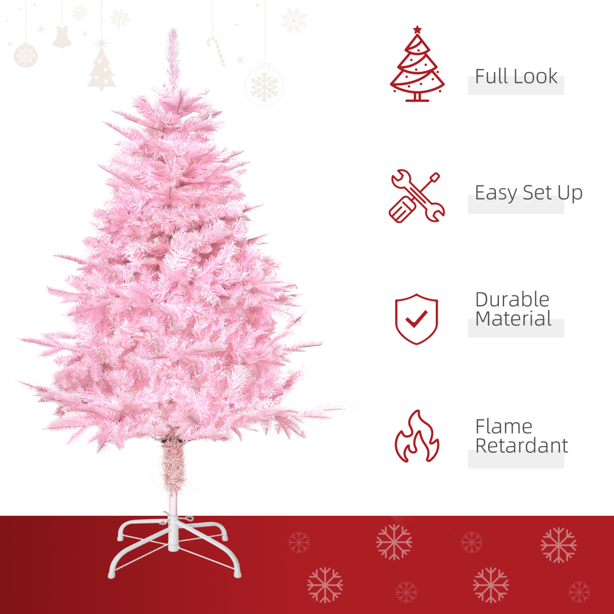 4FT Artificial Christmas Tree Holiday Xmas Automatic Open for Home Party Pink