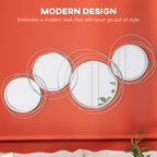 Metal Wall Art Decorative Mirror Decor Modern Wall Sculpture, Silver
