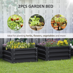 Outsunny Set of 2 Raised Garden Bed Galvanised Planter Box Easy Setup Grey