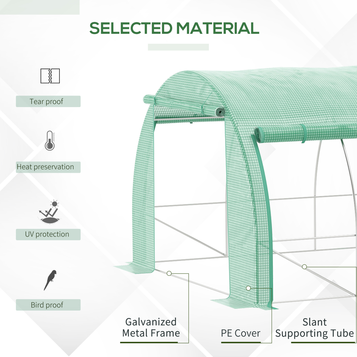 4 x 3 x 2 m Polytunnel Greenhouse Pollytunnel Tent w/ Steel Frame Green
