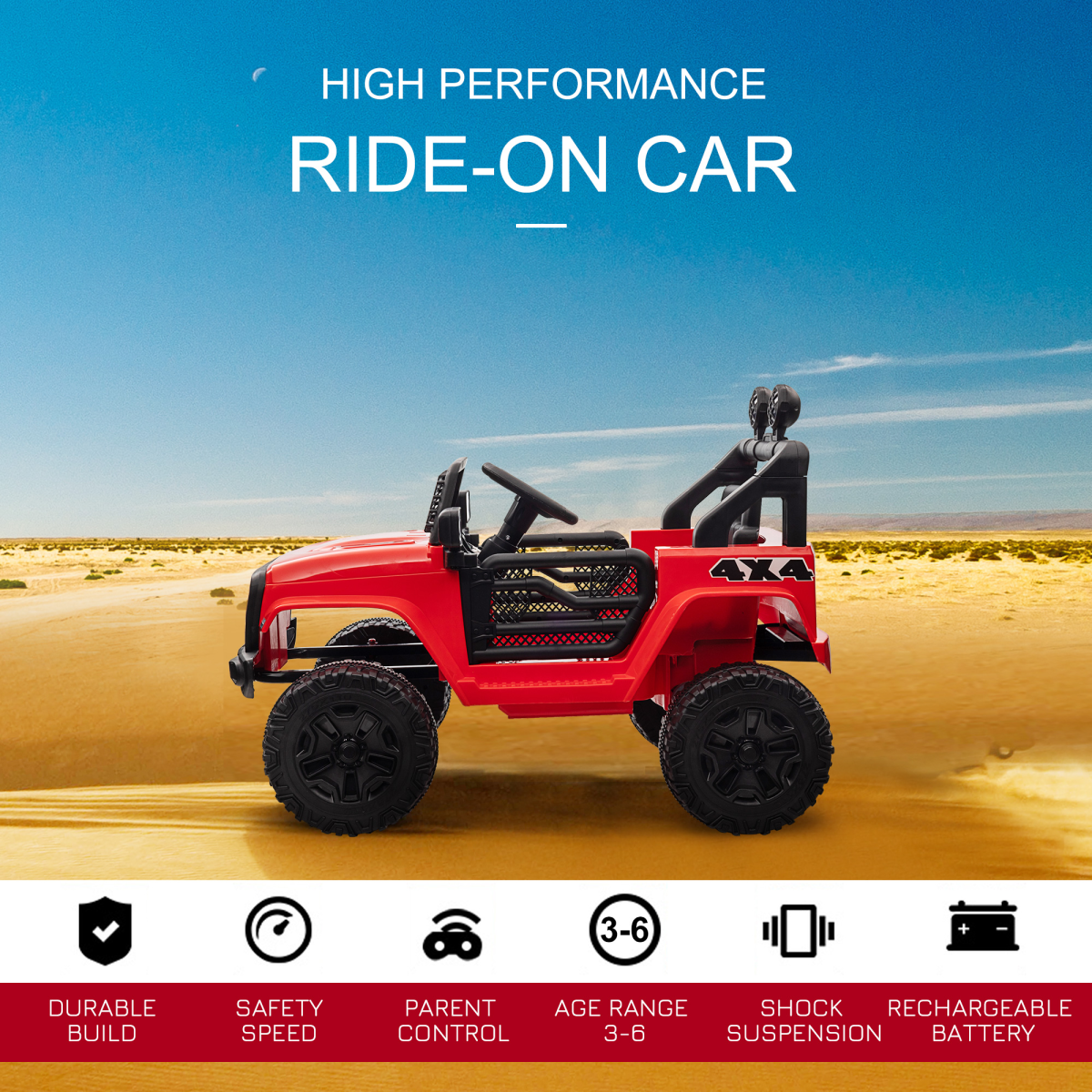 12V Kids Electric Ride On Car Truck Off-road Toy with Remote Control Red