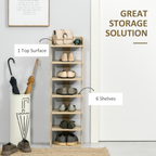 7 Tier Shoe Rack Organizer Storage Shelf Wooden Display Cabinet Oak