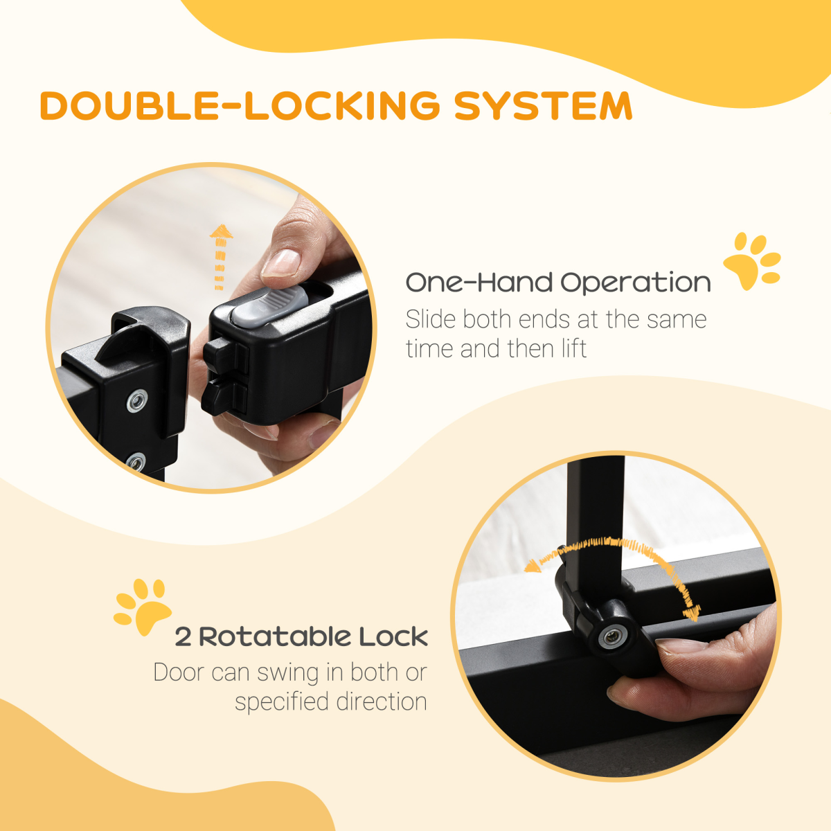 74-80cm Adjustable Metal Pet Gate Safety Barrier with Auto-Close Door Black