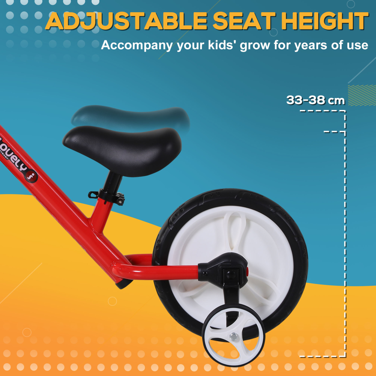 Kids Balance Training Bike Toy with Stabilizers For Child 2-5 Years Red