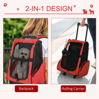 Pet Travel Backpack Bag Cat Puppy Dog Carrier with Trolley and Telescopic Handle