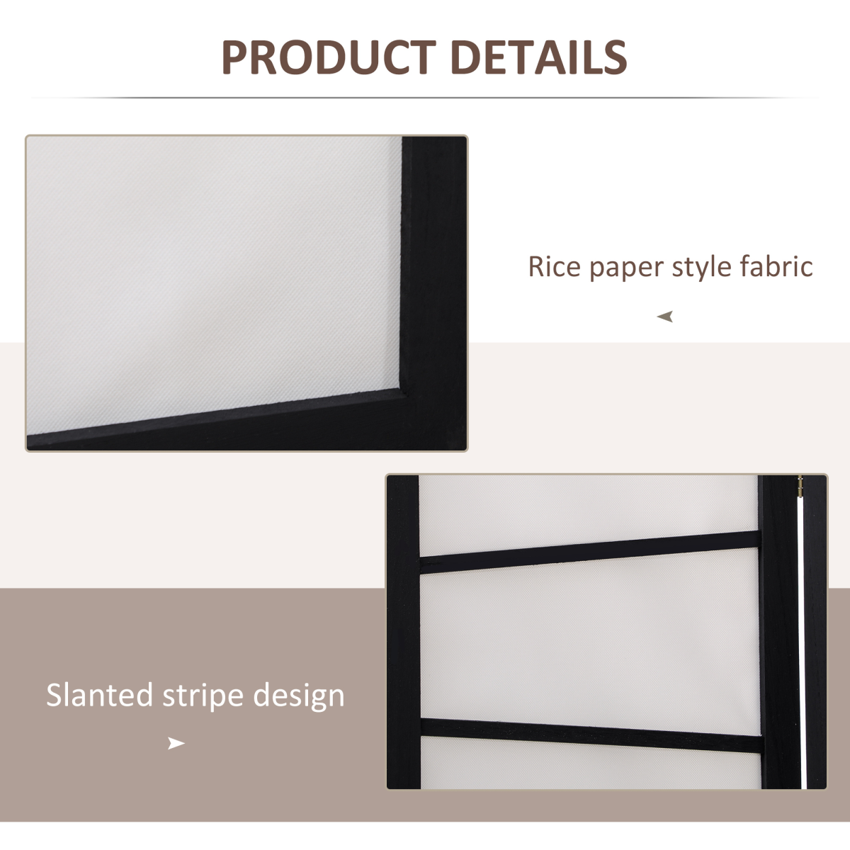 Folding Room Divider 3 Panel Privacy Screen Protector with Wooden Frame