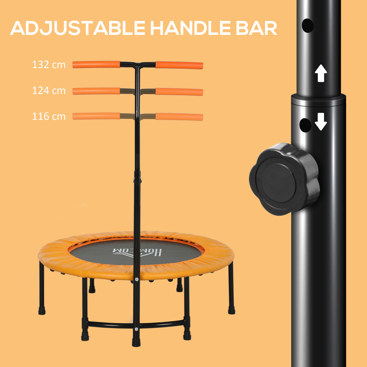 40'' Mini Trampoline Adult Rebounder Jumper w/ Handle Fitness Orange