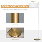 Floor Lamp with Linen Lampshade Round Base for Living Room Bedroom