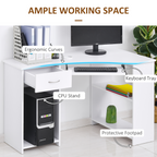 L-Shaped Corner Computer Desk with 2 Shelves Worktop Keyboard Tray White