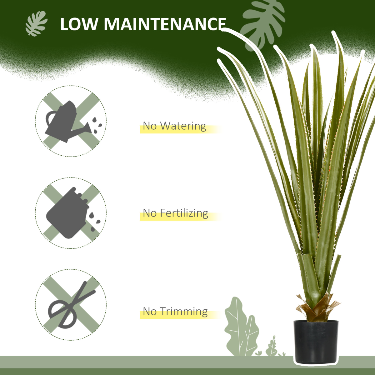 Potted Artificial Plants Agave Succulent for Desk Indoor Outdoor, 90cm