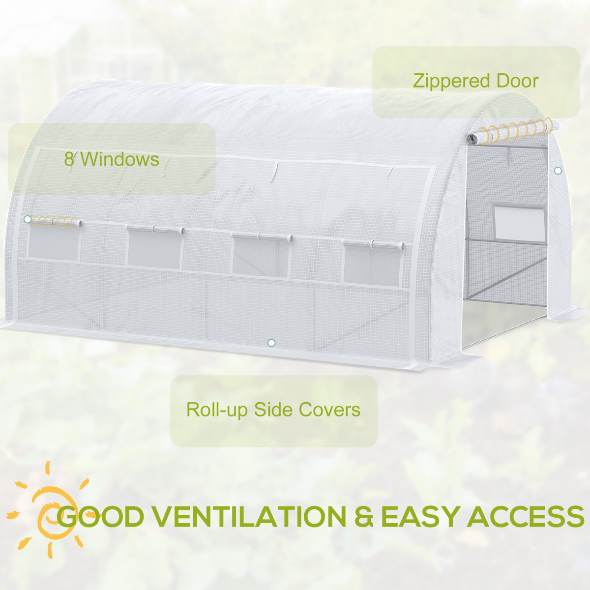 4 x 3 x 2 m Polytunnel Greenhouse Polytunnel Tent with Steel Frame White