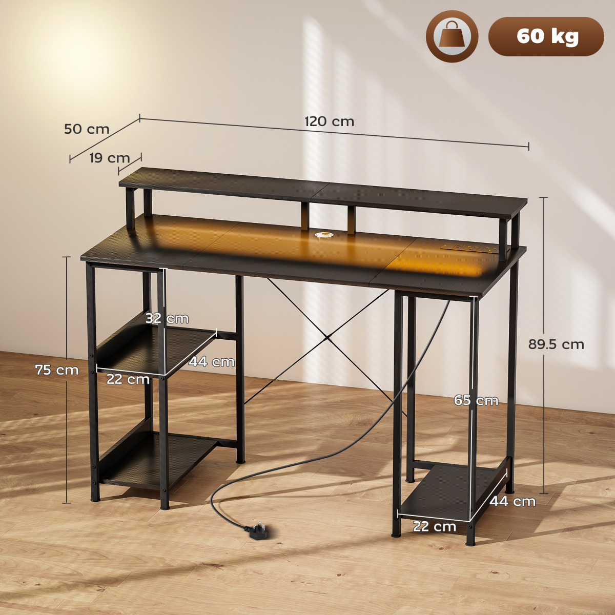Computer Desk Reversible Home Office Desk with Storage Grey
