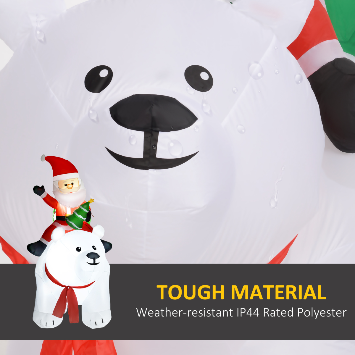 Outsunny 6.6FT Christmas Inflatable Santa Claus w/ Polar Bear for Graden