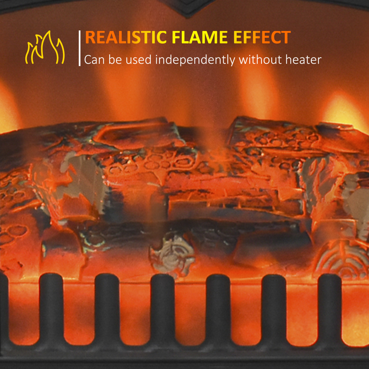 Electric Fire Place 1850W Heater Wood Burning Effect Flame Portable Black