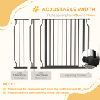 PawHut Dog Gate Wide Stair Gate with Door Pressure Fit, 75-115W cm, Black